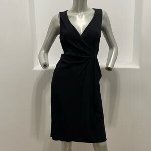P.A.R.O.S.H. Sleeveless Faux Wrap Ruffle Dress Black Size S